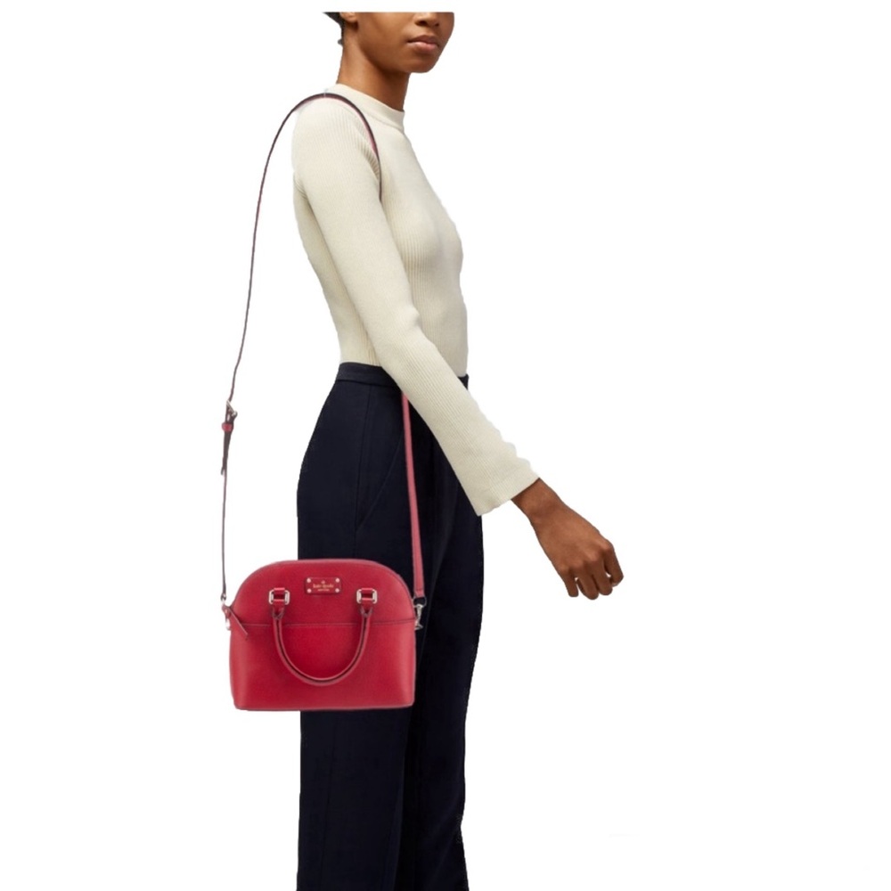 Kate Spade Mini Carli Grove Street Leather Crossbody Purse in Red Carpet w/COA